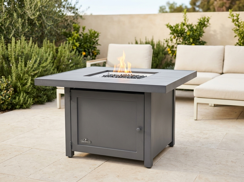 Napoleon Hamptons Grey Gas Fire Table, Square HAMP2-GY — outdoor setting