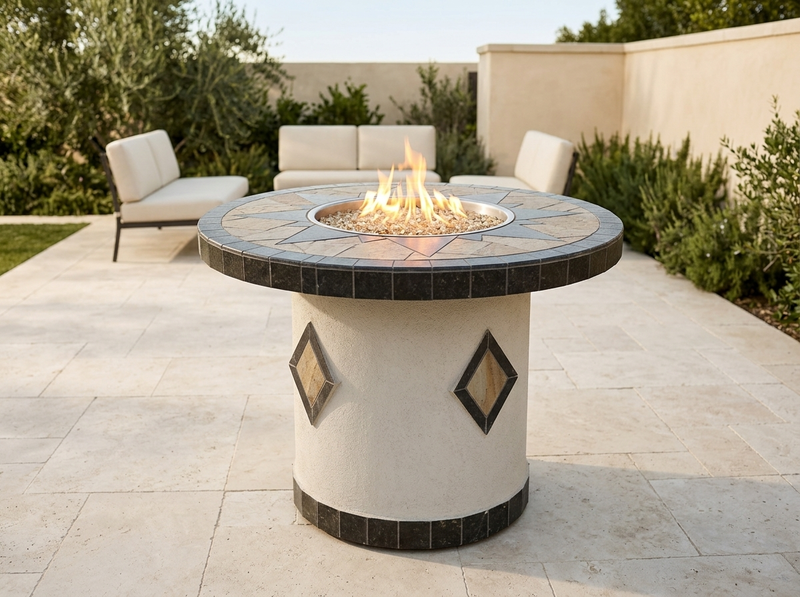 OPT-5545 Round Dining Gas Fire Table - 48" - NG — outdoor setting