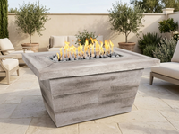 Carson 48" Rectangle Wood Grain Fire Pit Table | The Outdoor Plus — outdoor setting