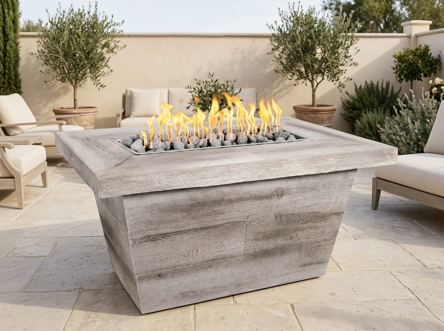 Carson 48" Rectangle Wood Grain Fire Pit Table