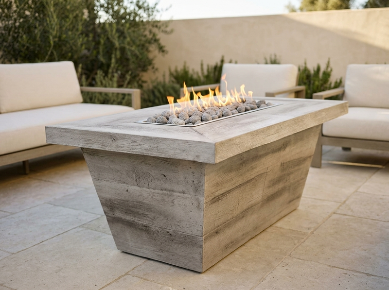 Carson 48" Rectangle Wood Grain Fire Pit Table | The Outdoor Plus — alternate view