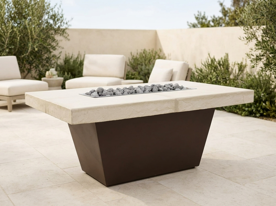 Tacoma Slate 48" Rectangle Concrete Fire Pit Table