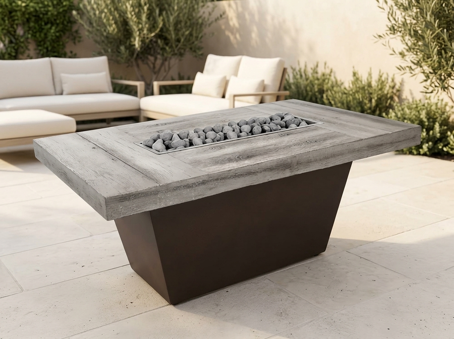 Tacoma Wood 48" Rectangle Wood Grain Fire Pit Table