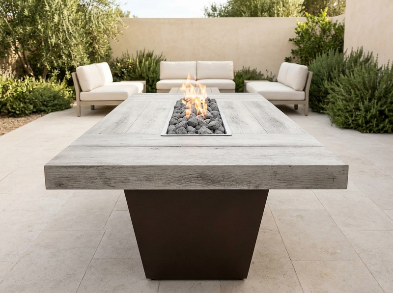 Tacoma Wood 48" Rectangle Wood Grain Fire Pit Table | The Outdoor Plus — alternate view
