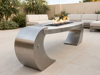 Vernon Oval Stainless Steel Fire Pit Table | The Outdoor Plus — alternate view
