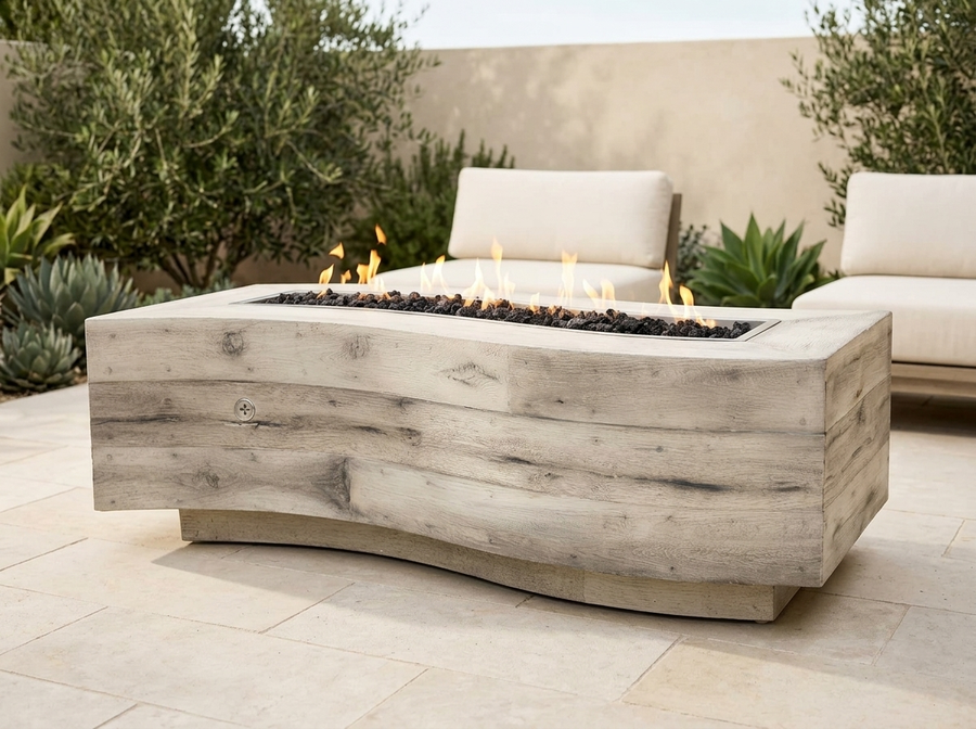 Big Sur Wood Grain Fire Pit Table