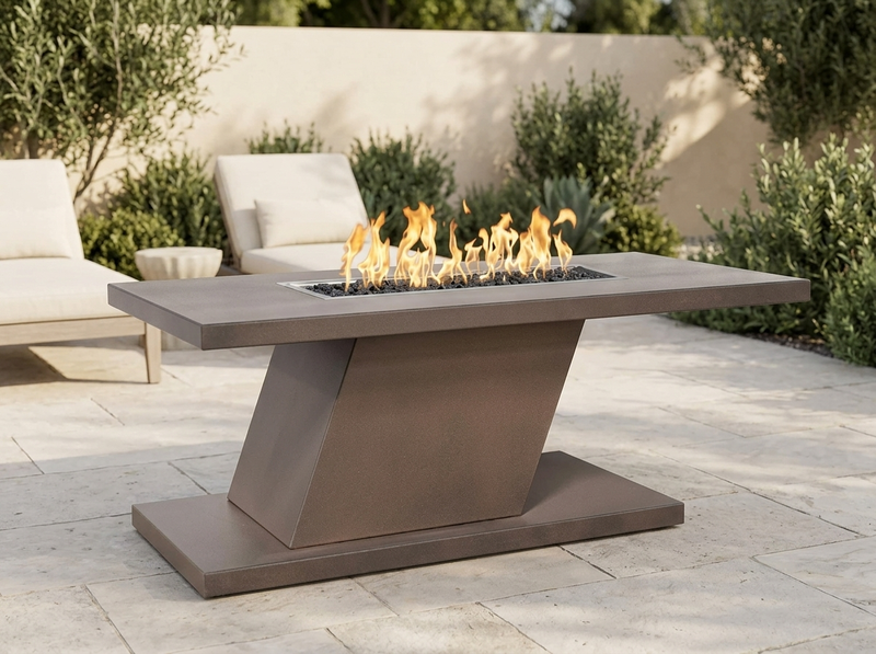 Imperial Rectangle Powder Coat Steel Fire Pit Table | The Outdoor Plus — outdoor setting
