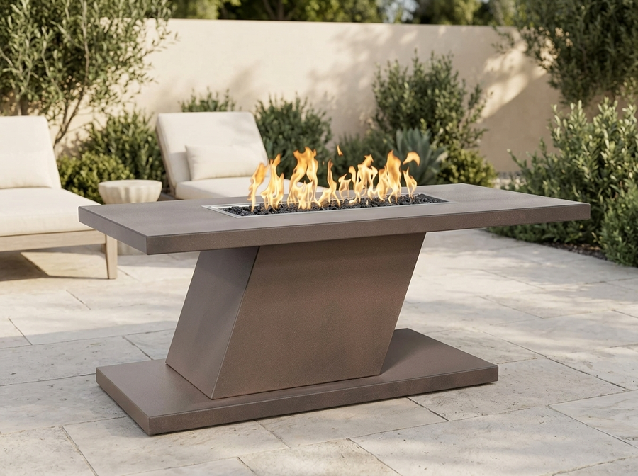 Imperial Rectangle Powder Coat Steel Fire Pit Table