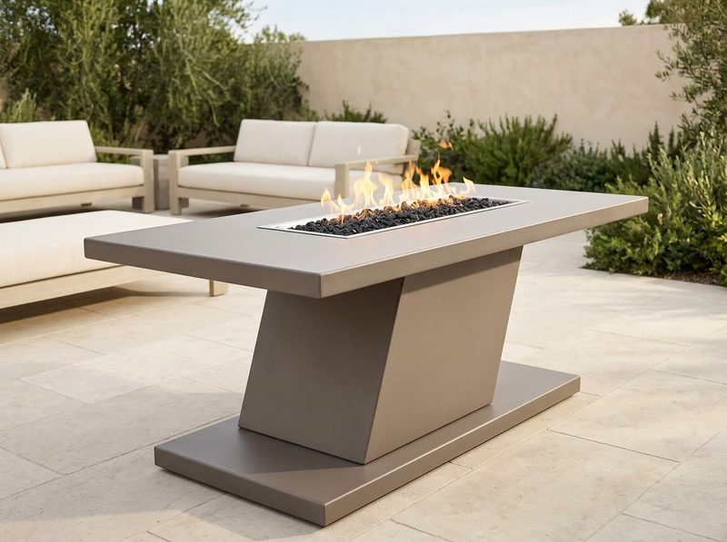 Imperial Rectangle Powder Coat Steel Fire Pit Table | The Outdoor Plus — alternate view