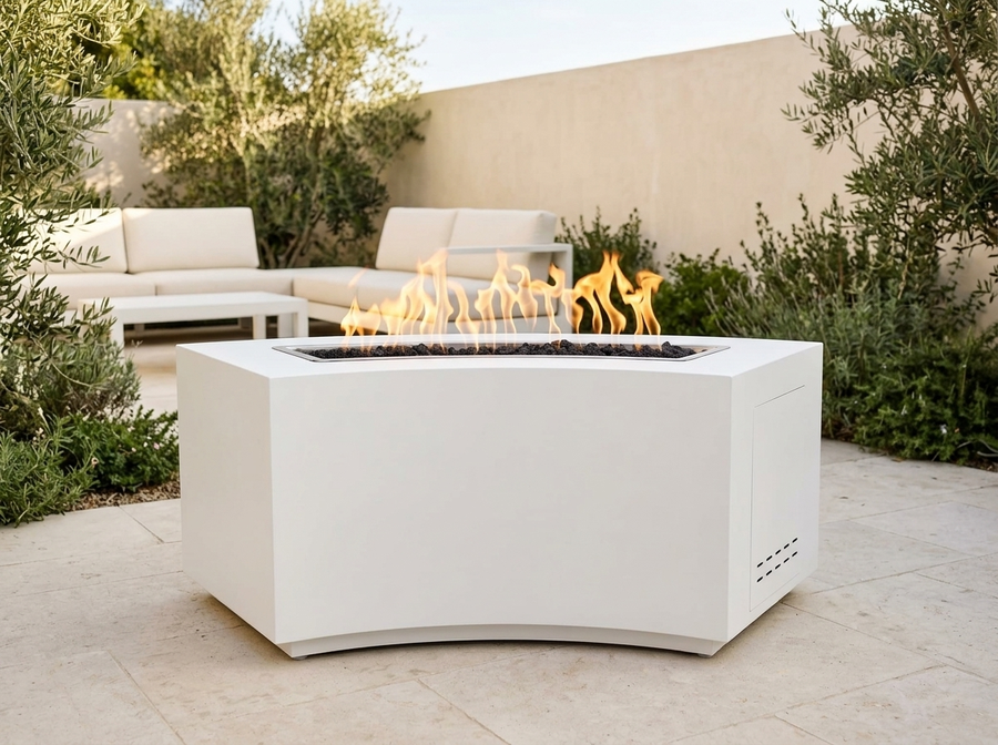 Dixie Rectangle Powder Coat Steel Fire Pit Table