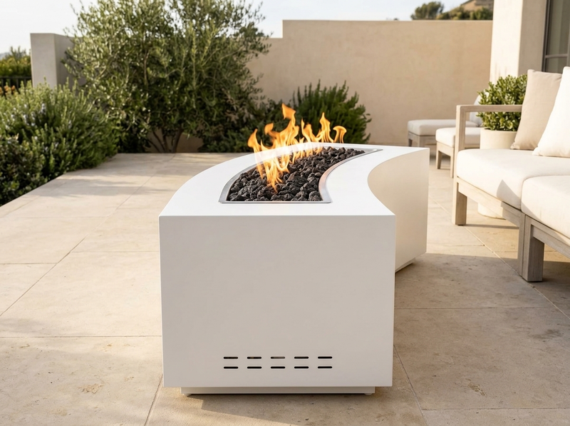 Dixie Rectangle Powder Coat Steel Fire Pit Table | The Outdoor Plus — alternate view