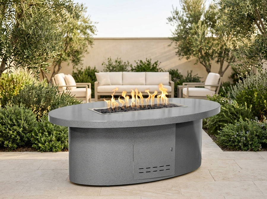 Vallejo Rectangle Powder Coat Steel Fire Pit Table