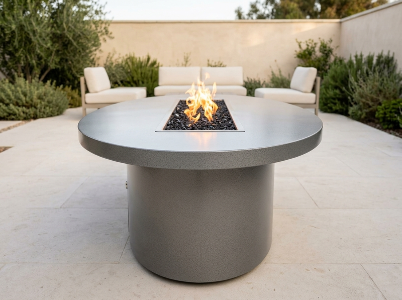 Vallejo Rectangle Powder Coat Steel Fire Pit Table | The Outdoor Plus — alternate view