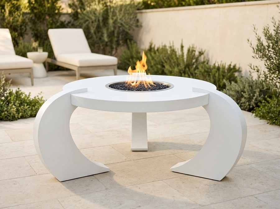 Frisco Round Powder Coat Steel Fire Pit Table