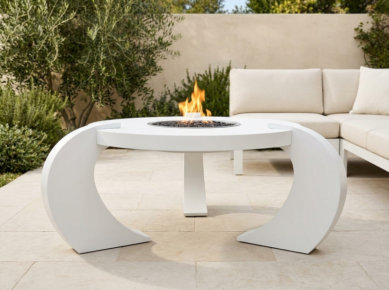 Frisco Round Powder Coat Steel Fire Pit Table | The Outdoor Plus — alternate view