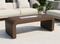 Calabasas Rectangle Powder Coat Steel Fire Pit Table | TOP — outdoor setting