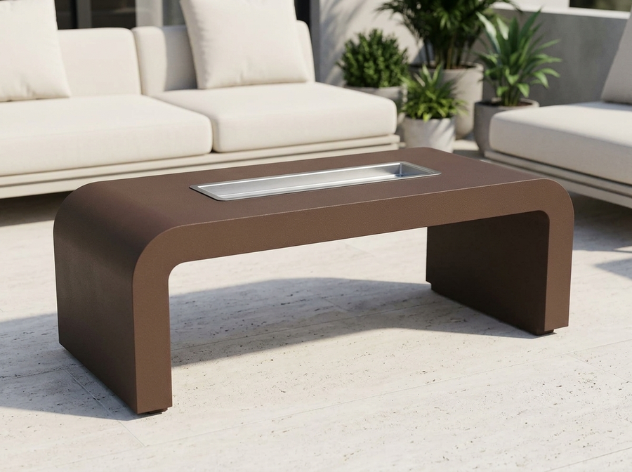 Calabasas Rectangle Powder Coat Steel Fire Pit Table