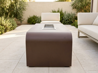 Calabasas Rectangle Powder Coat Steel Fire Pit Table | TOP — alternate view