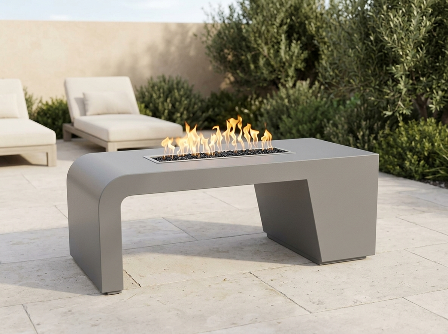 Maywood Rectangle Powder Coat Steel Fire Pit Table