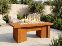 Alameda Rectangle Corten Steel Fire Pit Table | The Outdoor Plus — outdoor setting