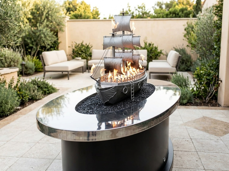 La Pinta Rectangle Powder Coat Steel Fire Pit Table | The Outdoor Plus — alternate view