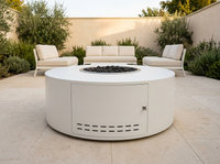 Isla Low Profile Round Powder Coat Steel Fire Pit Table | TOP — alternate view