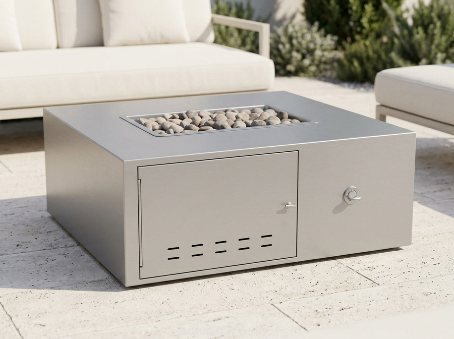 Gallaway Low Profile Rectangle Powder Coat Steel Fire Pit Table