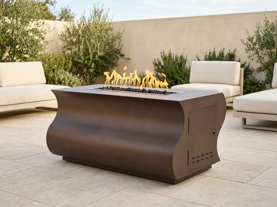 Tidal Rectangle Powder Coat Steel Fire Pit Table