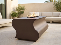 Tidal Rectangle Powder Coat Steel Fire Pit Table | The Outdoor Plus — alternate view