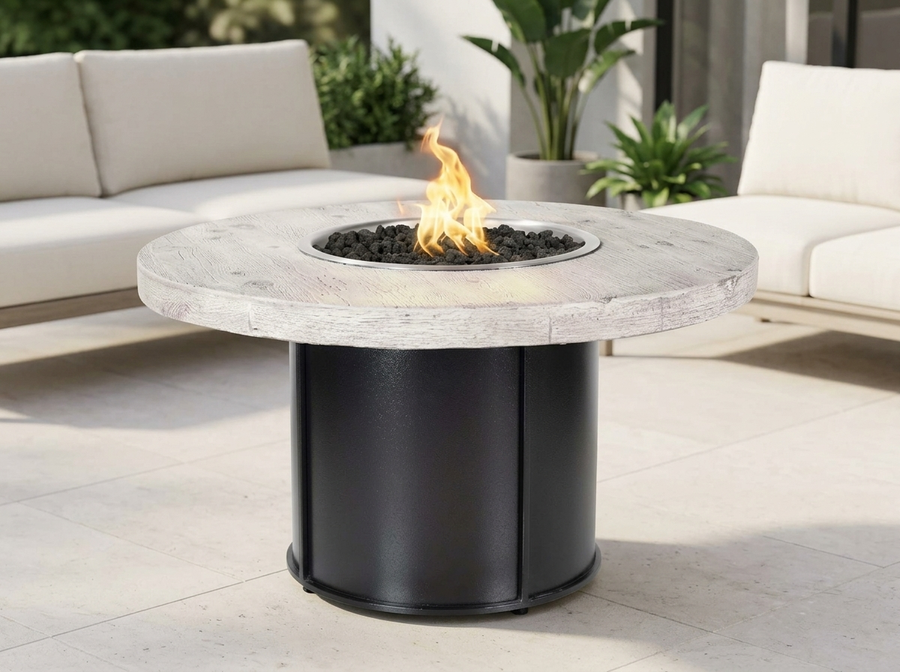 Fresno Round Wood Grain Fire Pit Table