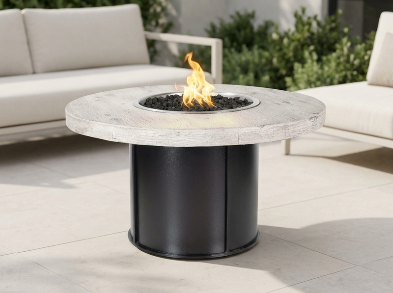 Fresno Round Wood Grain Fire Pit Table | The Outdoor Plus — alternate view