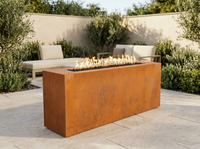 Carmen Rectangle Corten Steel Fire Pit Table | The Outdoor Plus — outdoor setting