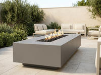 Cabo Linear Rectangle Powder Coat Steel Fire Pit Table | TOP — alternate view