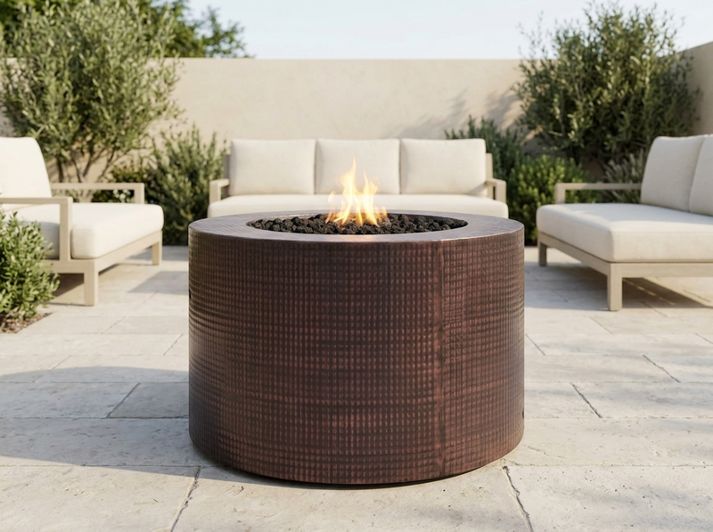 Beverly Hammered Round Copper Fire Pit Table | The Outdoor Plus — alternate view