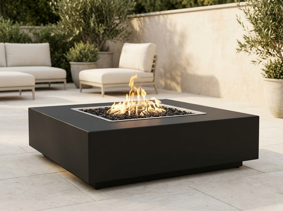 Quad Square Powder Coat Steel Fire Pit Table