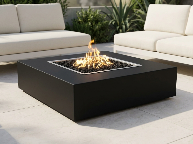 Quad Square Powder Coat Steel Fire Pit Table | The Outdoor Plus — alternate view