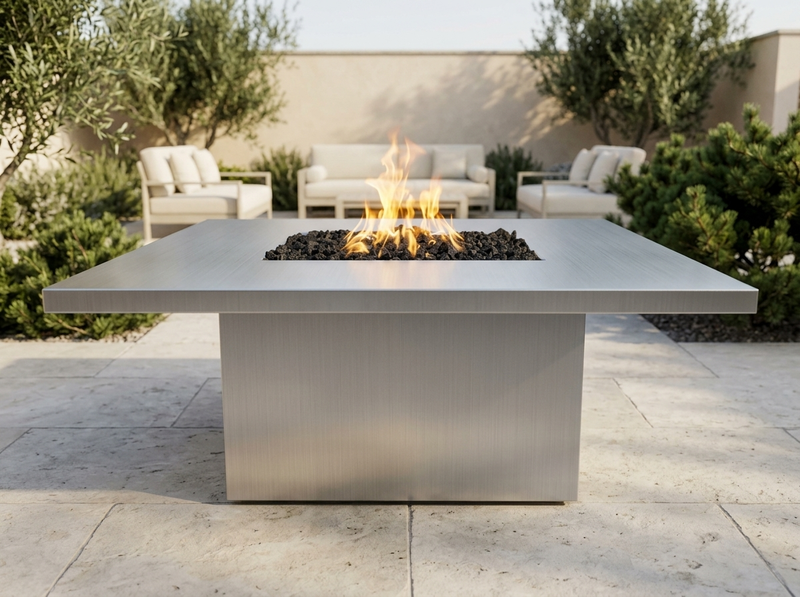 Bella Square Stainless Steel Fire Pit Table | The Outdoor Plus — alternate view