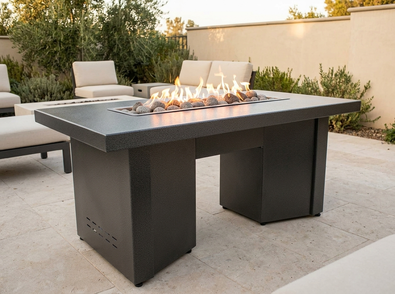 Alameda Rectangle Powder Coat Steel Fire Pit Table | The Outdoor Plus — alternate view