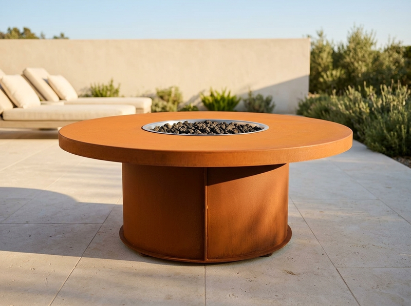 Mabel Corten Round Corten Steel Fire Pit Table | The Outdoor Plus — alternate view
