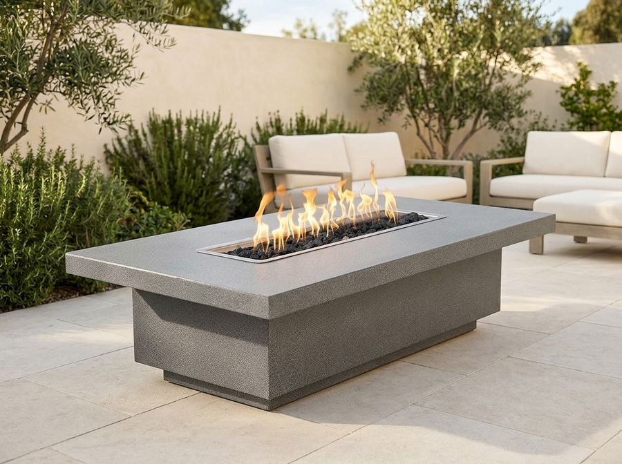 Fremont 32" Rectangle Powder Coat Steel Fire Pit Table