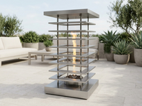 High - Rise Fire Tower Rectangle Stainless Steel Fire Pit Table | TOP — alternate view