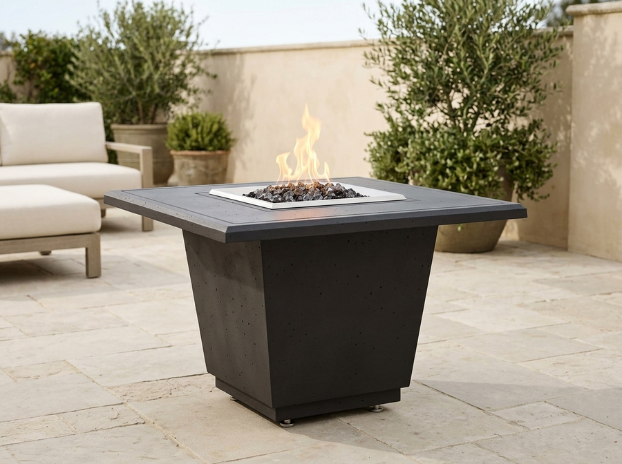 American Fyre Designs Cosmopolitan 36" Square Concrete Fire Pit Table