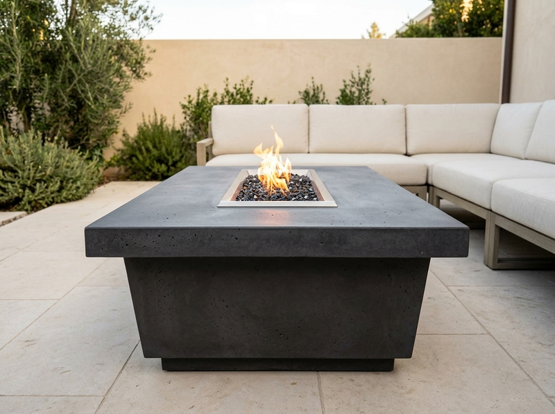 Contempo 52" Rectangle Concrete Fire Pit Table | American Fyre Designs — alternate view