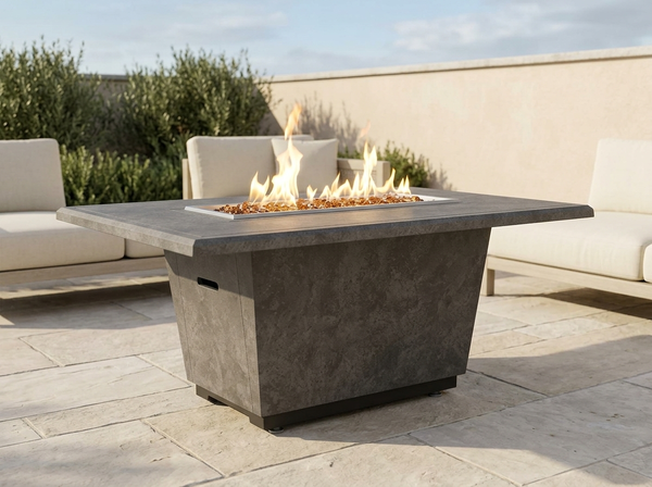 Cosmopolitan 54" Rectangle Concrete Fire Pit Table | AFD