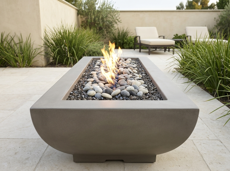 American Fyre Designs Bordeaux 50" Rectangle Gas Fire Bowl — alternate view