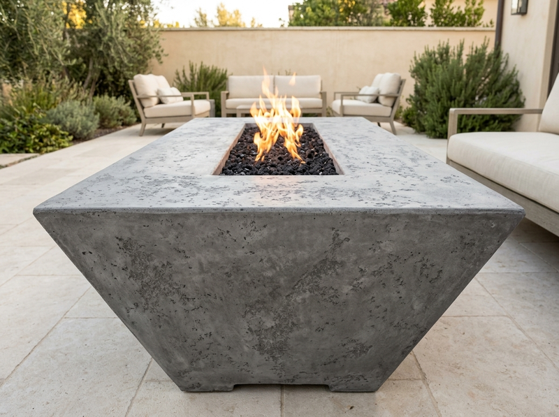 Grand Canyon Olympus Rectangular GFRC Fire Pit Table - 60" x 30" x 18" Gray, Propane — alternate view
