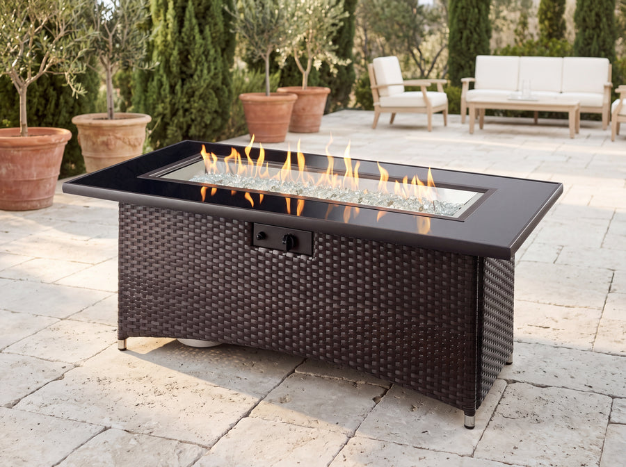 Montego Linear Brown Gas Fire Pit Table
