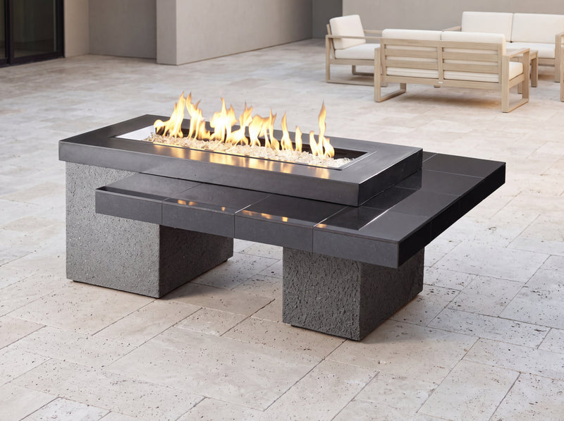 Uptown Black Manual Ignition Gas Fire Pit Table — outdoor setting