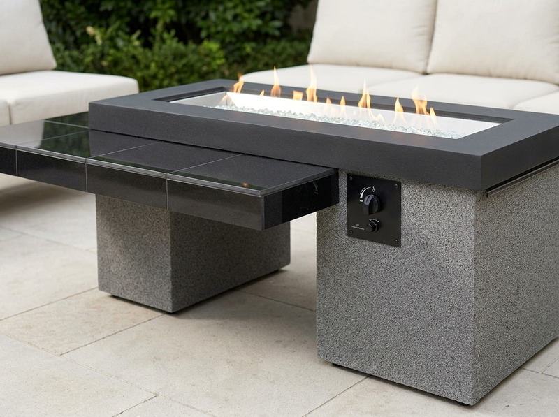 Uptown Black Manual Ignition Gas Fire Pit Table — alternate view