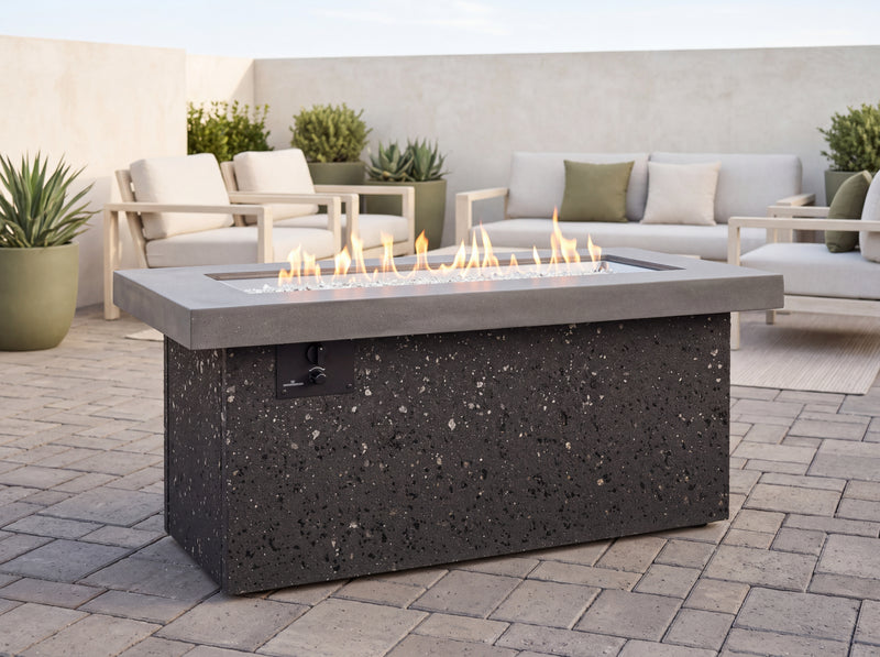 Key Largo Black Supercast Manual Linear Gas Fire Pit — outdoor setting